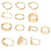 English Madonna Simple Pattern Joint Ring Small Flowers and Leaves 13-piece Ring Set