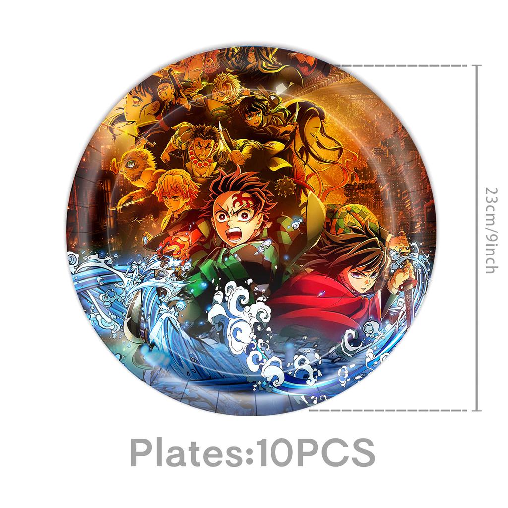 Anime Dämon Geburtstagsparty Dekoration Einweg-Geschirr Teller Tischdecke Becher Serviette Babyparty Kinder Partygeschenke Zubehör