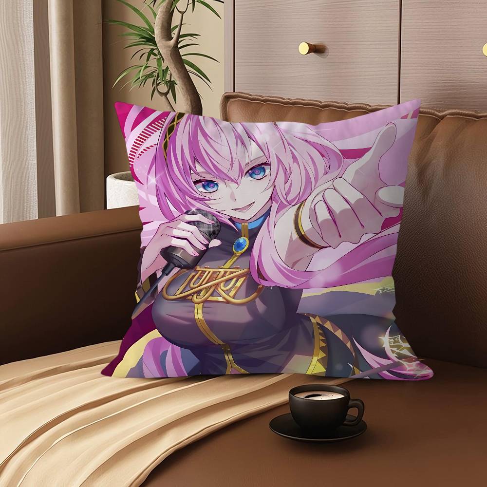 M-Megurine Luka Office Cushion Pillowcase Car Cushion Cover45X45CM Lumbar Pillowcase Sofa Pillowcover