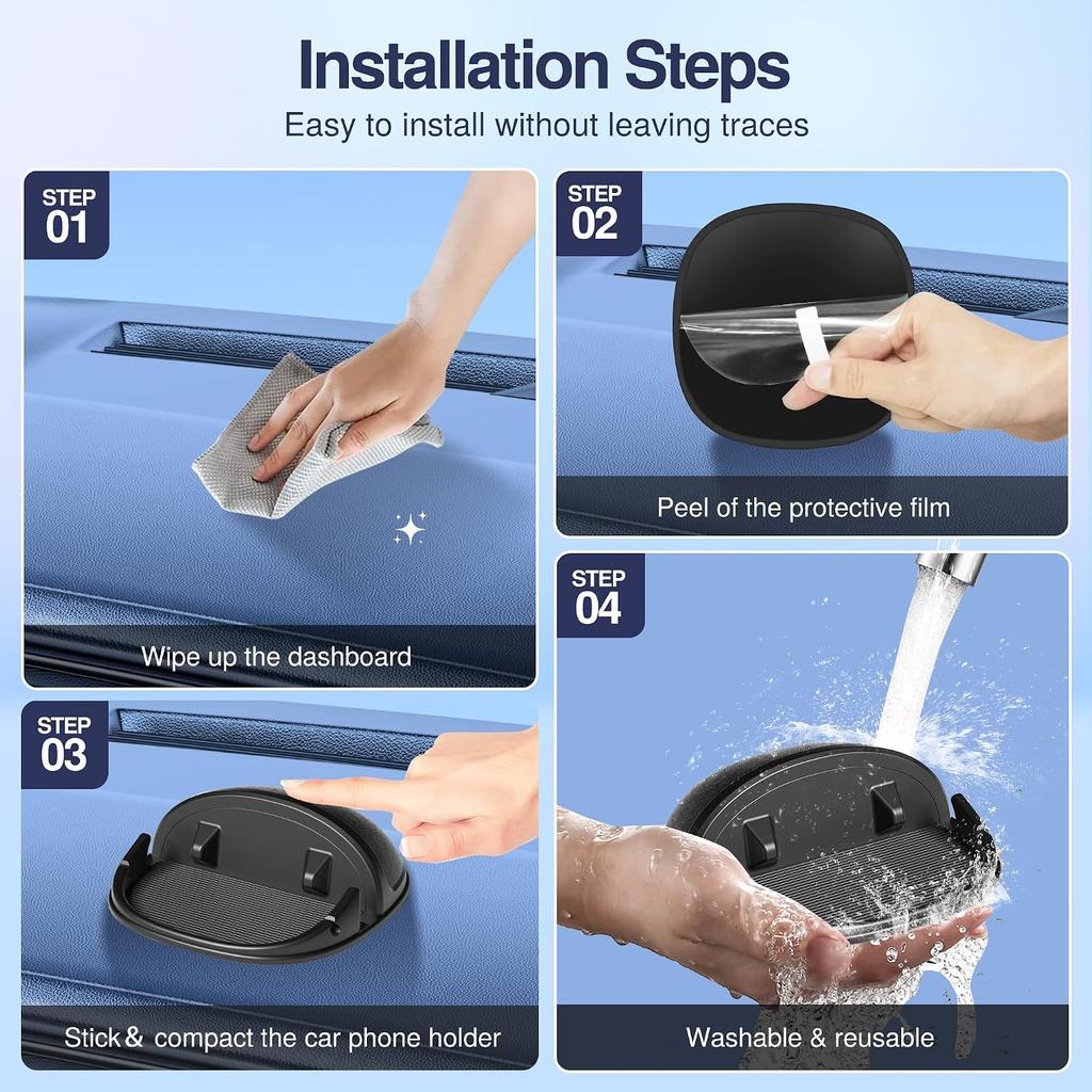 Loncaster Car Phone Holder, Car Phone Mount Silicone Car Pad Mat for Various Dashboards, Slip Free Desk Phone Stand Compatible with iPhone, Samsung,