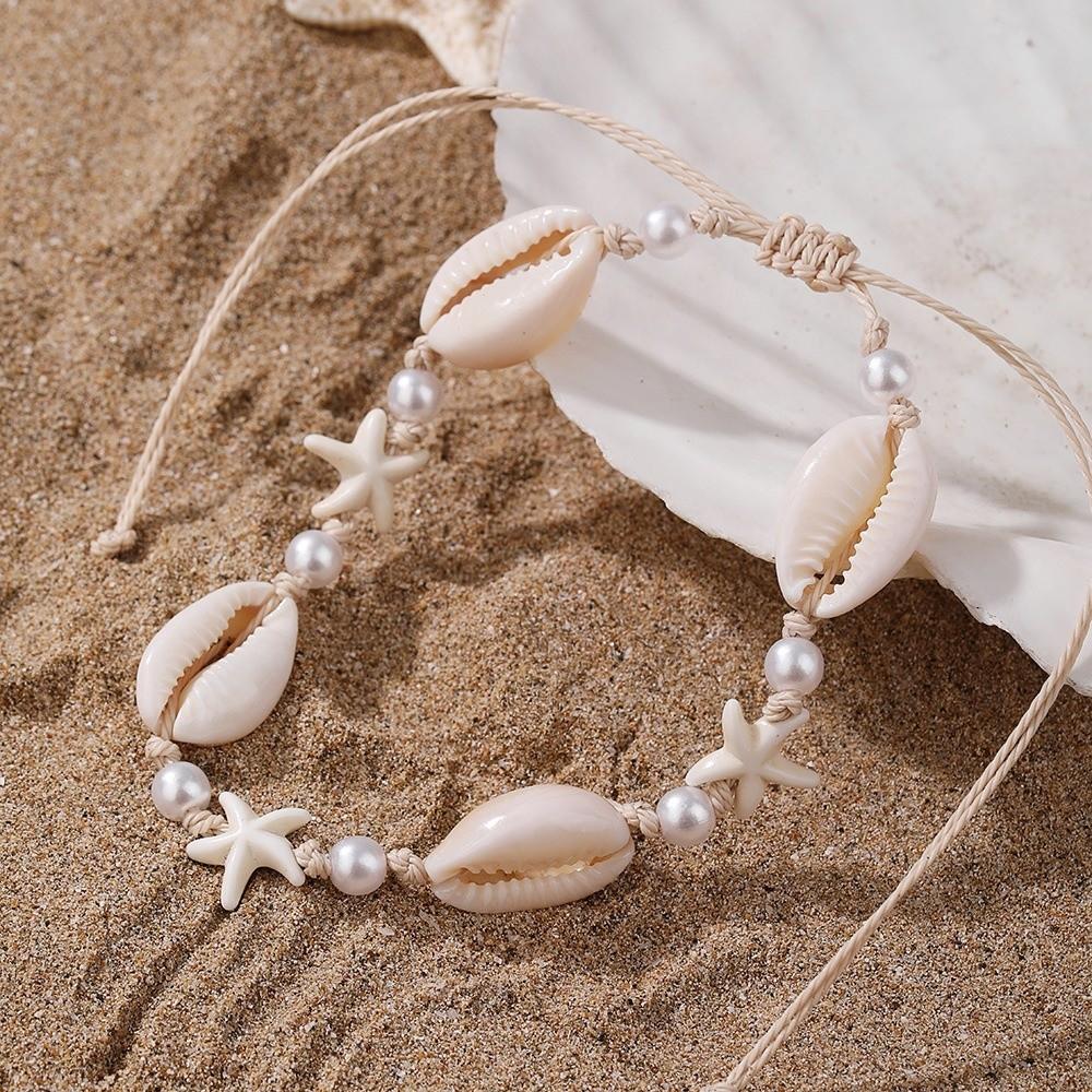 Elastic Boho Beaded Anklets Handmade Beach Foot Chain Fashion Starfish Pendant Ankle Girls