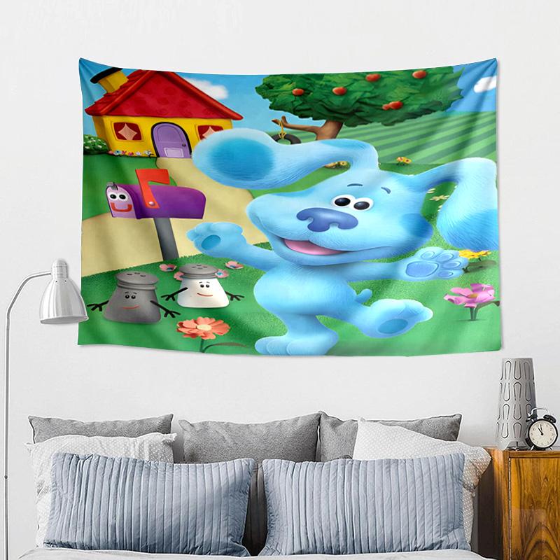 Cartoon Blue Dog Tapestry, Unique Design Tapestry, Wall Decor for Bedroom,Livingroom, Playroom,Heartwarming Fan Holiday Gifts