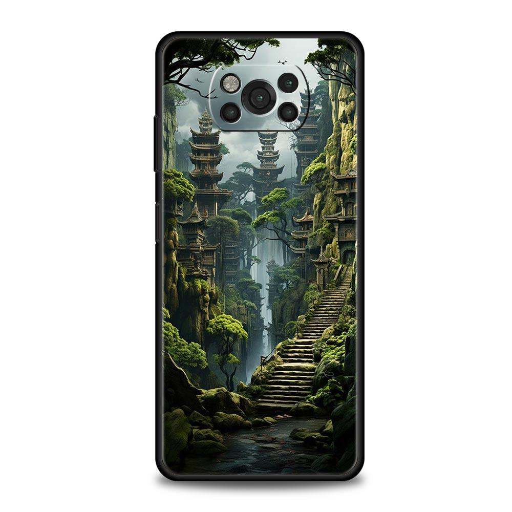 Phone Case For Xiaomi Poco X6 X5 X4 Pro 5G X3 NFC F5 F4 M5 M4 M3 F3 GT C51 C50 C55 Soft Silicone Black Cover Landscape Art