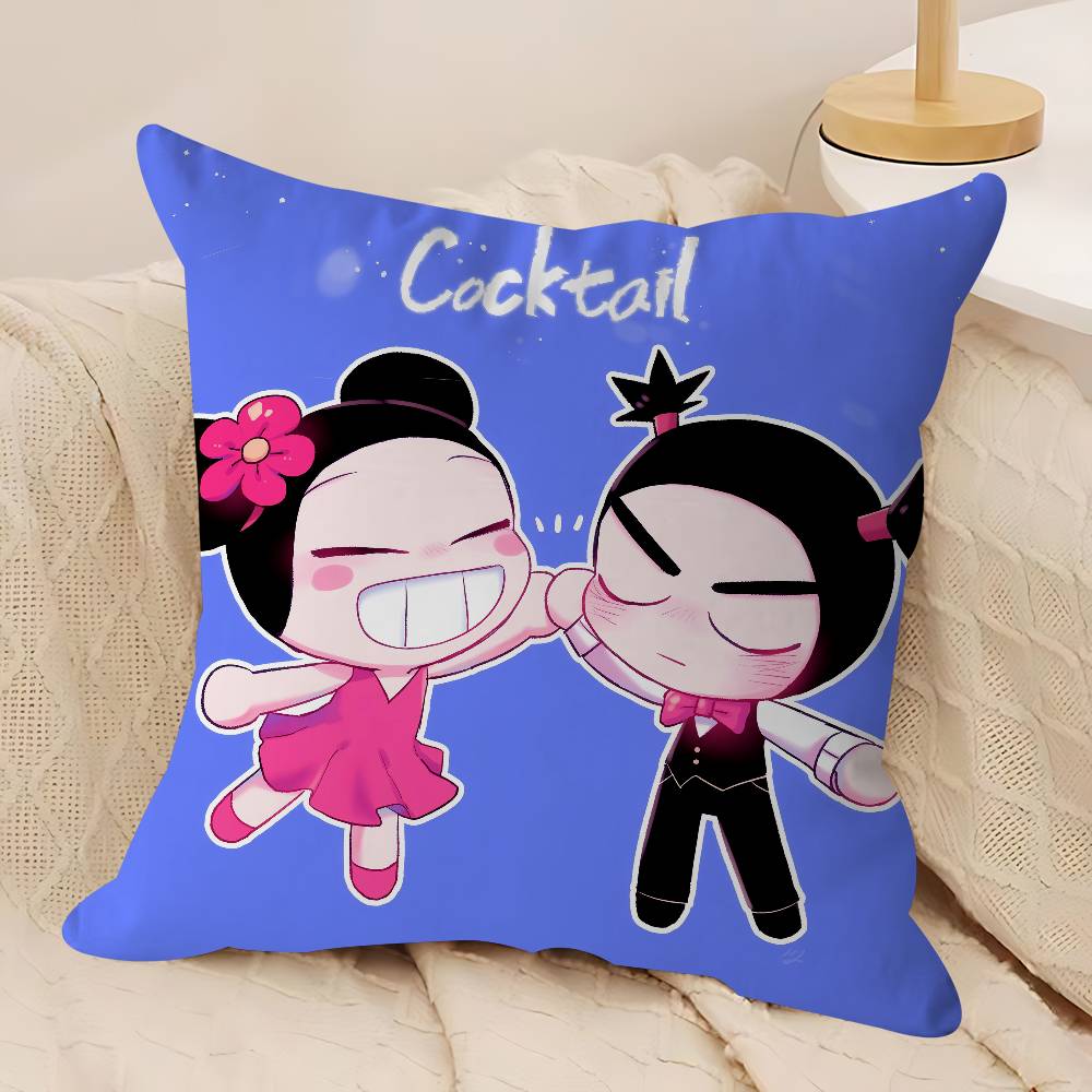 Kreskówkowy P-Pucca-Garu Poszewka na poduszkę Zdejmowana Zmywalna Poszewka na poduszkę – Miękki len na każdą porę roku