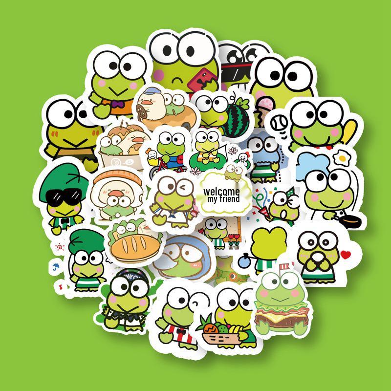 

Наклейки «Лягушка с большими глазами»: 80 Милых Мультяшных Стилей для Журналов, Детского Декора, DIY Альбомов и Многого Другого