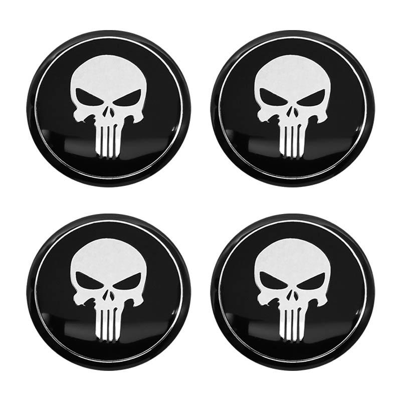 4PCS 56MM 60MM Skull Emblem Wheel Center Hub Cap Car Rims Dust-proof Cover Hubcaps Sticker Auto Styling Accessories