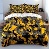 Gelb-Grau Camouflage Muster Bettwäsche Bettbezug Set  (1*Bettbezug 2*Kissenbezüge, ohne Bettdecke)