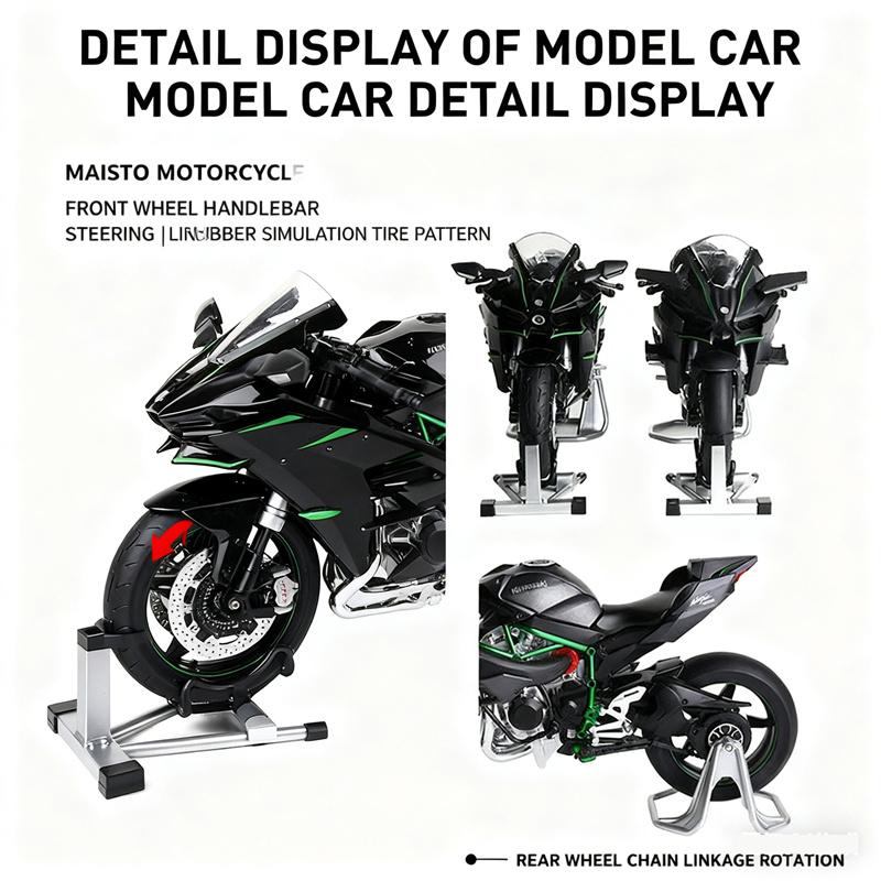 Anahtar Başlatma 1:9 H2 H2R Alaşımlı Yarış Motosiklet Modeli Döküm Pist Spor Motosiklet Modeli Ses ve Işık Spreyli Çocuk Oyuncak Hediye