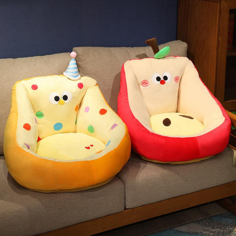 Lazy Plush Cartoon Sofa Seat Cushion With Apple Shaped And Polka Dot Design