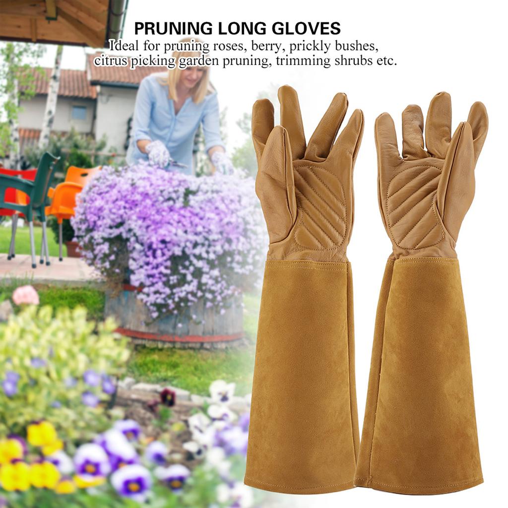 Rose Pruning Gardening Leather Gloves Wearproof Puncture Proof Long Work Glove
