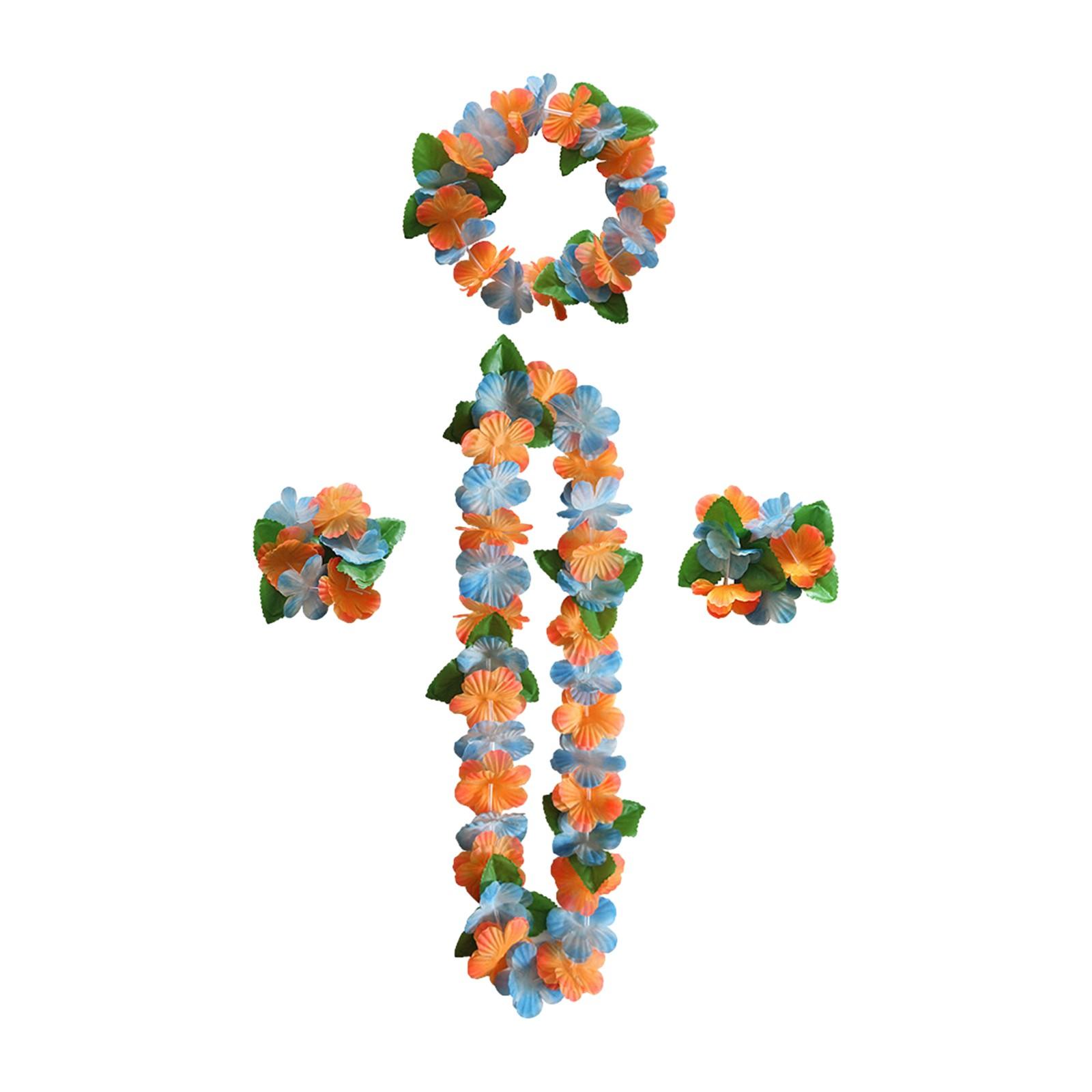 

Гавайская гирлянда для вечеринки, 12-цветное ожерелье с лепестками, браслет, комплект из четырех предметов, аксессуары для праздничного наряда One Size