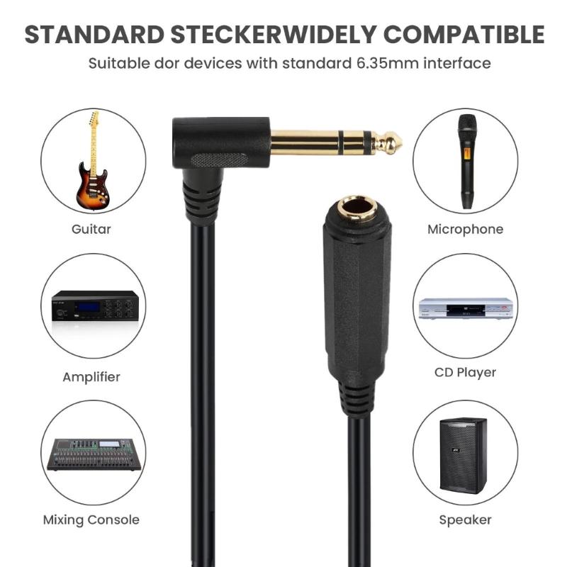 6.5mm to 6.3SP Stereo Extension Cord 2 Channel  Extender For Electric Guitars Amplifiers, Speakers