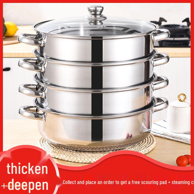Stainless Steel Multi-Layer Steamer Stockpot for Induction & Gas Stoves