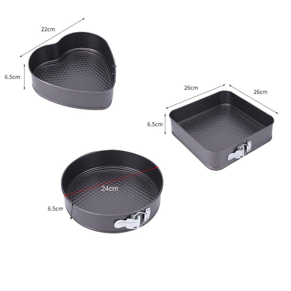 3pcs/set Non-Stick Surface Carbon Steel Bake Pan Removable Bottom Baking Mould Set Baking Tools