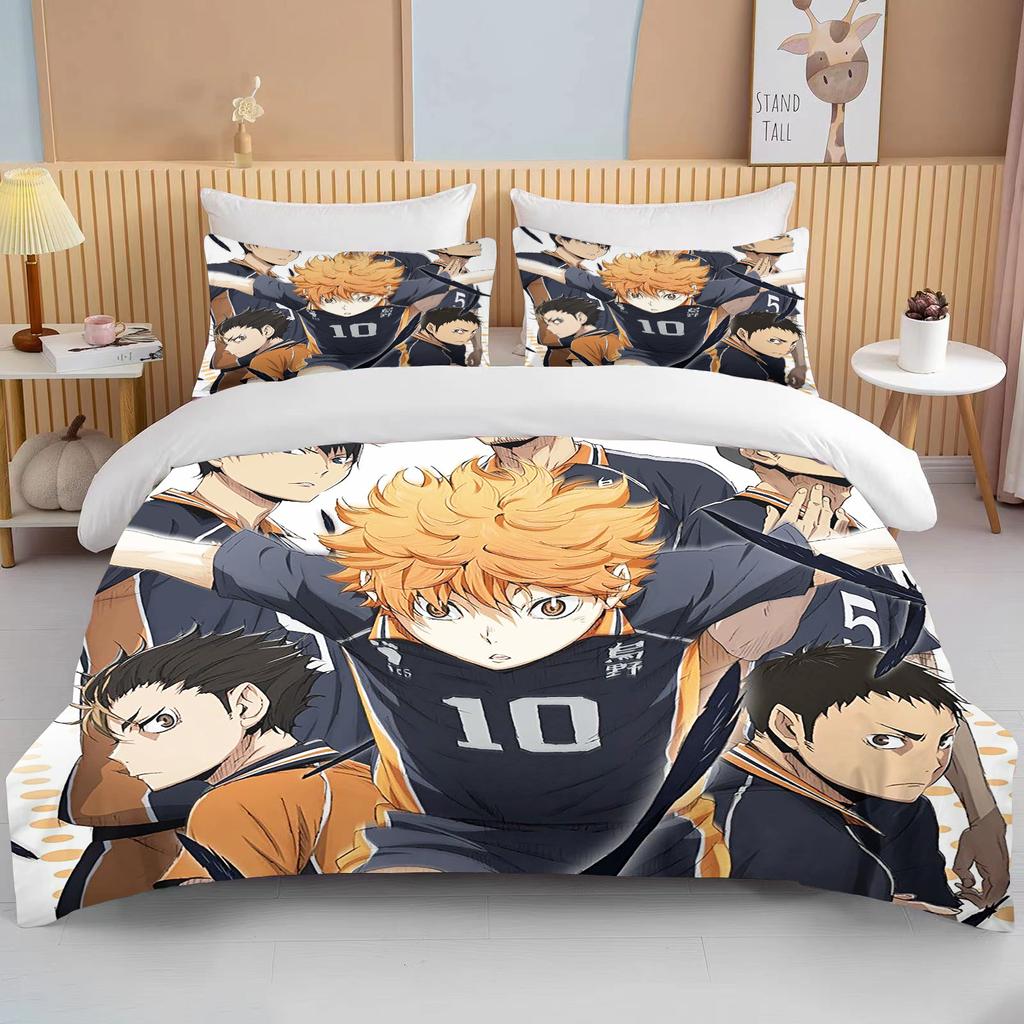 10 Sizes Haikyuu Bedding Sets Cartoon Quilt Bed Cover Anime Duvet Cover Pillow Case Sets Adult Children  Bedding Sets