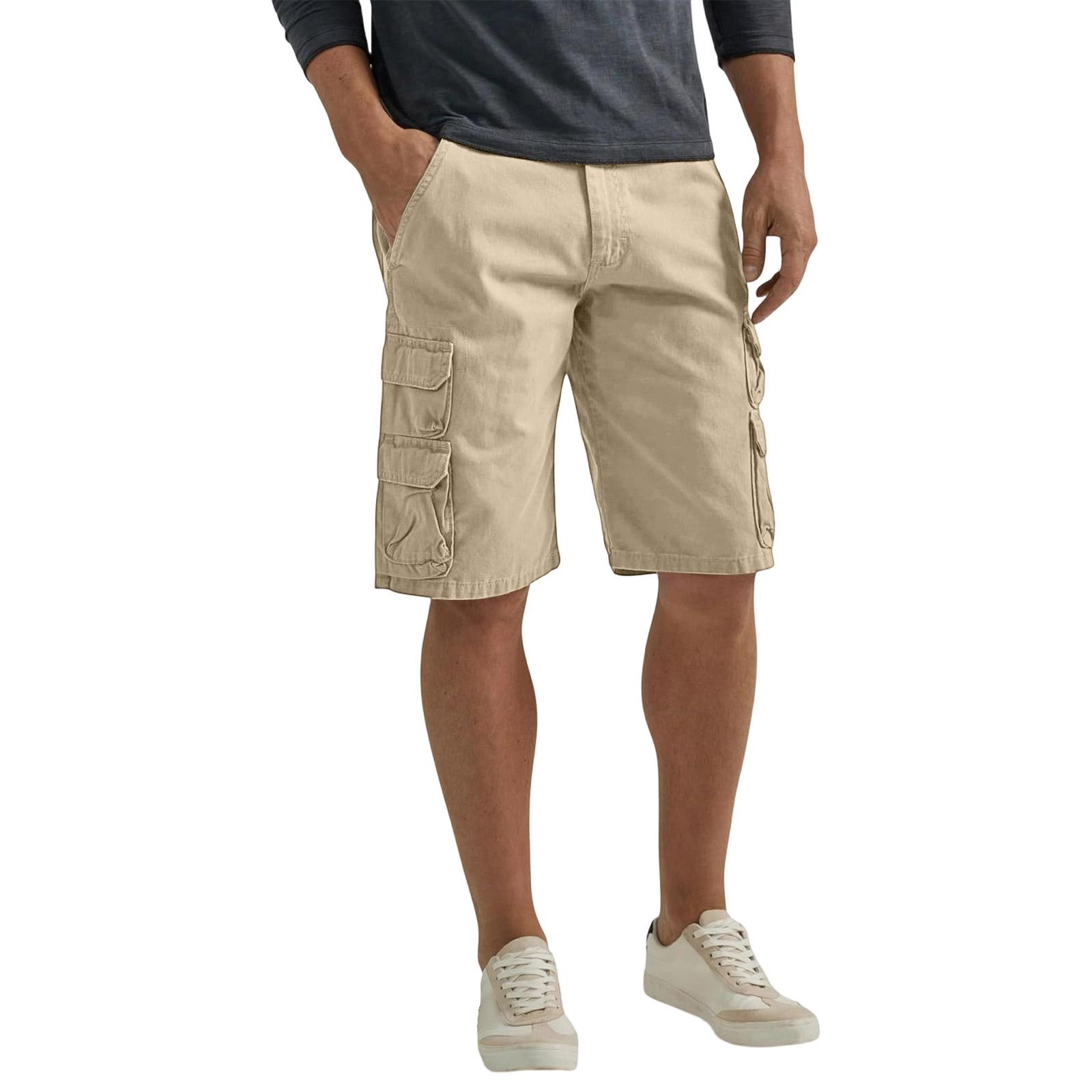 

Men s Casual Button Shorts Breathable Pocket Pants M бежевий