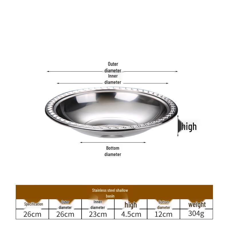 Stainless Steel Triple-Compartment Shallow Seafood Hot Pot