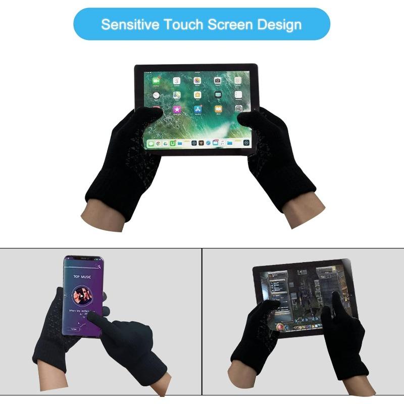 3sets Women Men Warm Winter Touch Screen Gloves Cold Warm Wool Knitted Gloves Wool Full Finger Outdoor Cycling Driving Glove