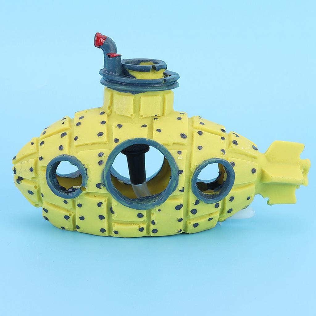 Realistic Yellow Submarine Oxygen Air Bubbler Stone Set for Fish Tank Aquarium Decoration