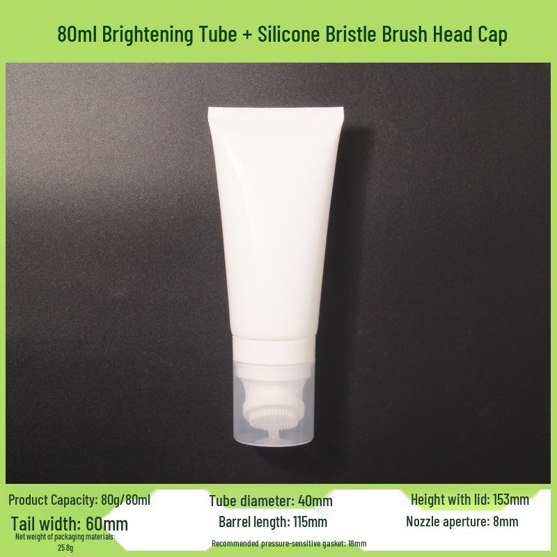 50/80/100ml White PE Soft Tube with Silicone Brush Head for Skincare Facial Cleanser