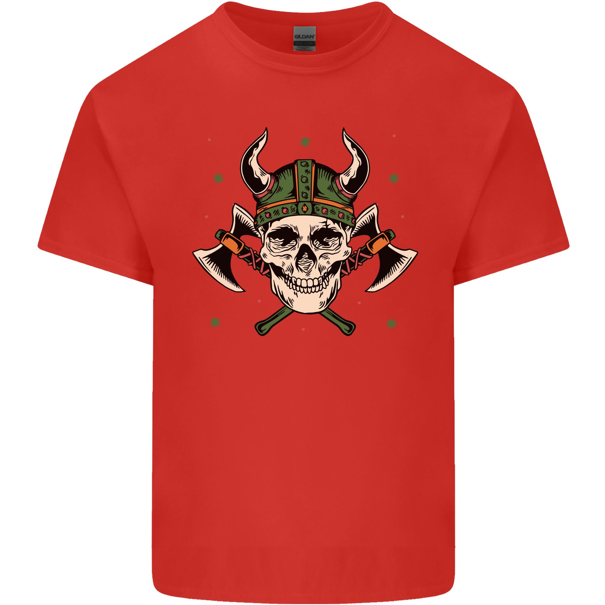 Viking Skull With Axes and Helmet Unisexs Light Cotton TShirt S