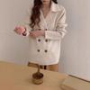 Autumn and winter new suit collar double-breasted lazy wind knitted cardigan high-end sweater jacket women's top trend