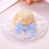 Cat Straw Hat Lace Ruffle Cute Bow Cat Sun Hat Elastic Strap Adjustable Retro Sun Hat for Cats Small Dogs Sun Protection Photo Prop