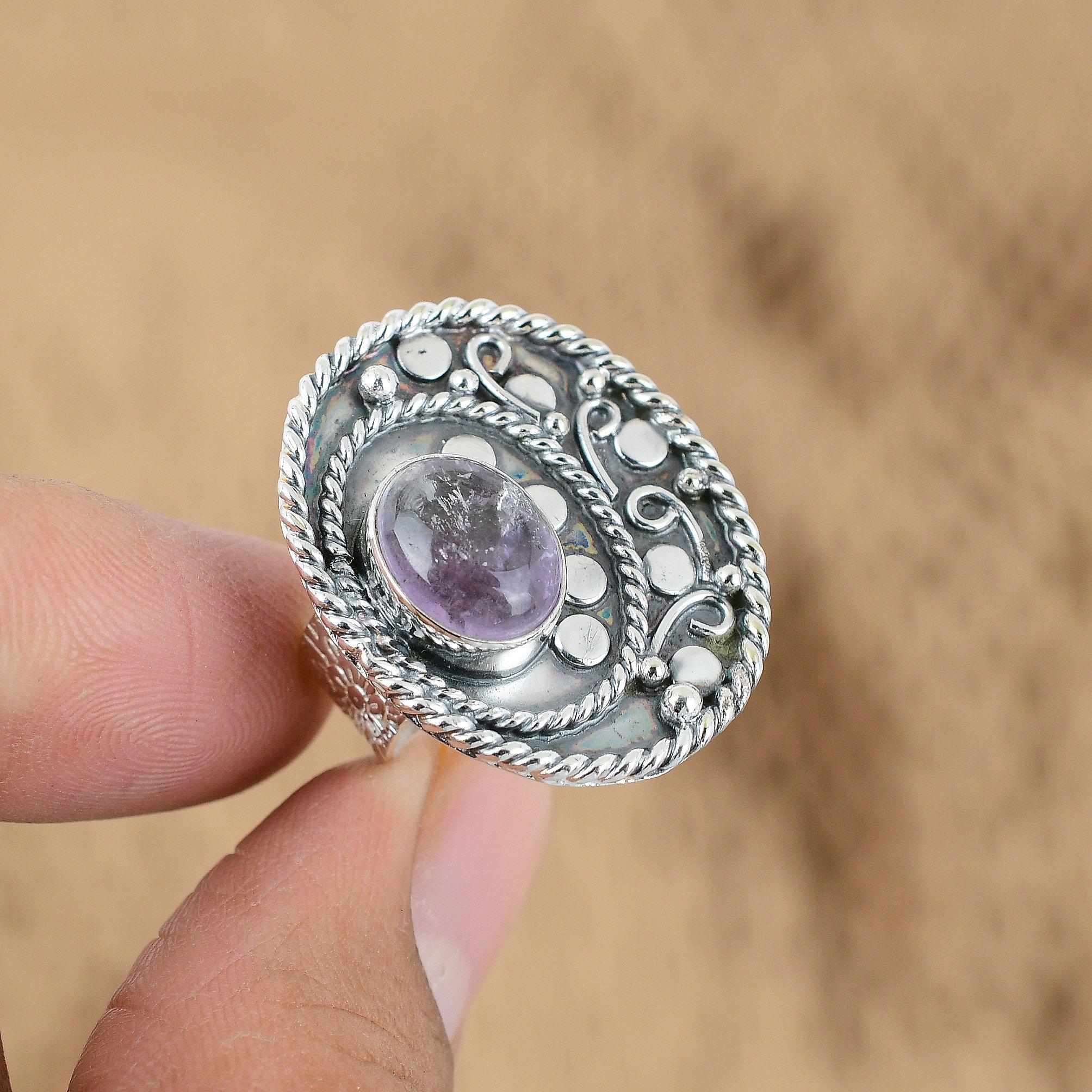 

Natural African Amethyst Multi Stone Adjustable Ring 925 Silver For Women Yes