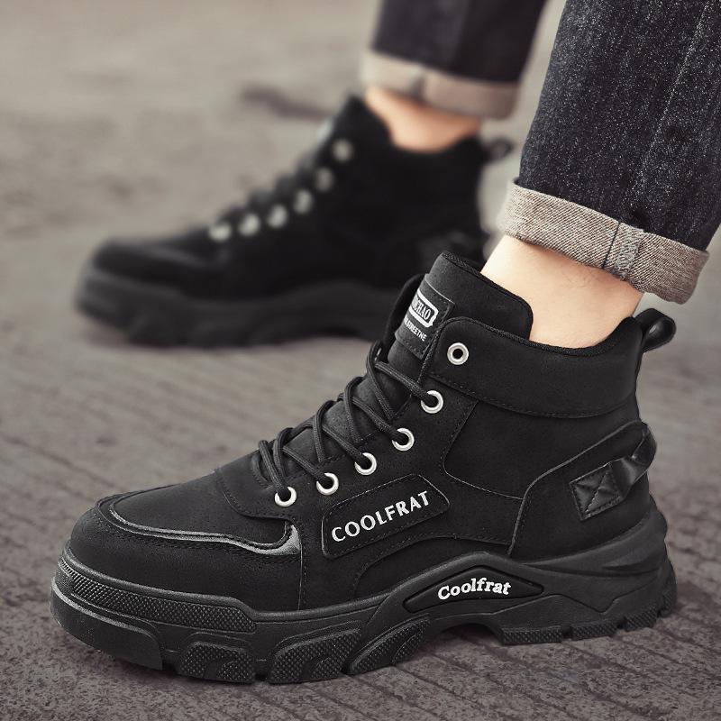 

Весенне-осенняя мужская обувь новые высокие ботинки Мартина мужские трендовые универсальные ботинки на платформе в стиле милитари короткие ботинки 44