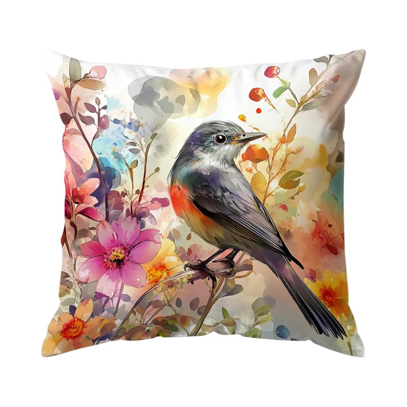 Birds Flowers Cushions Pillowcase Printed Polyester Throw Pillow Cover Decorative Sofa Cushion Pillowslip Home Decor