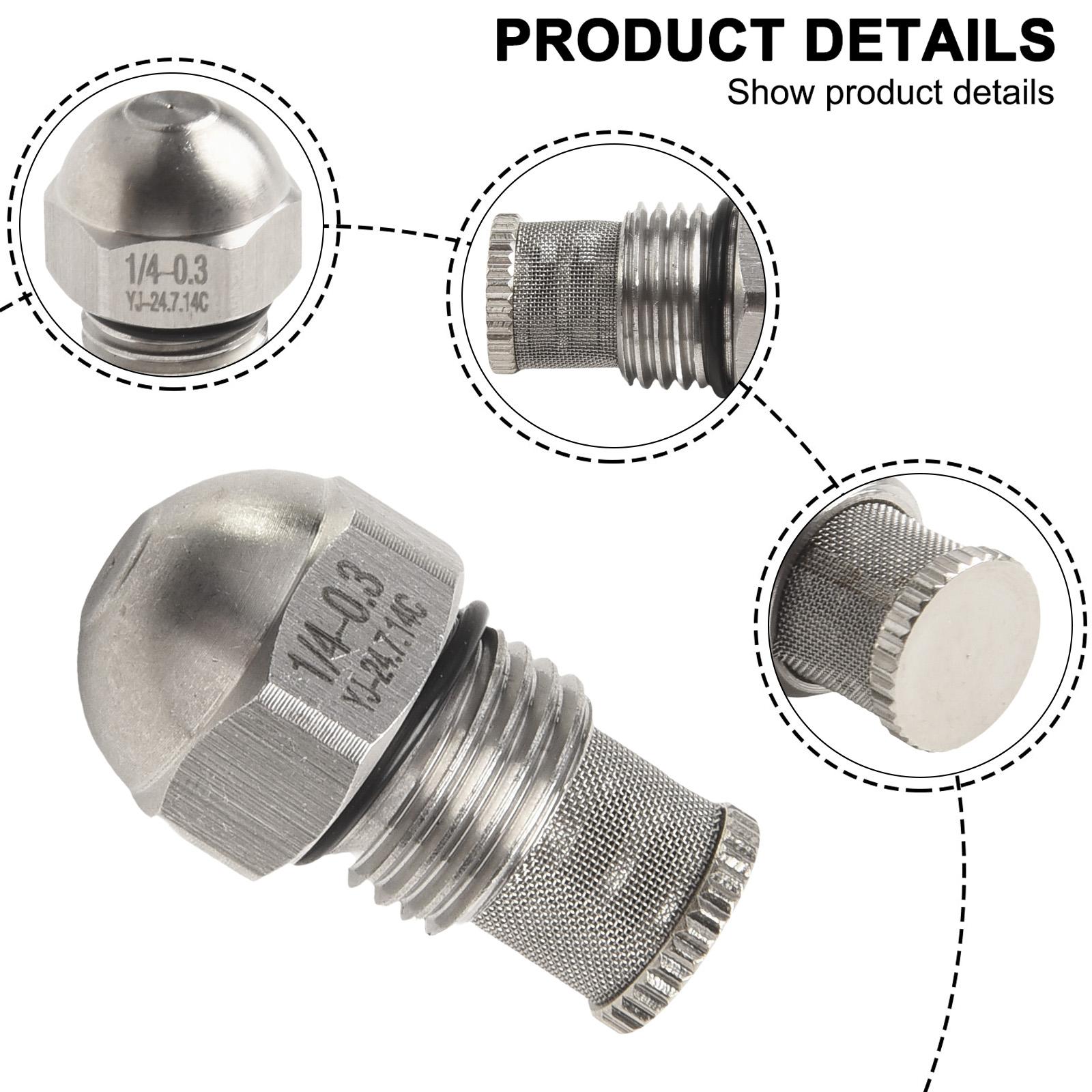 

Stainless Steel Mist Nozzle 0 3 1 5mm Orifice with 1/4 BSPT Thread Suitable for Artificial Fog and Cleaning Tasks