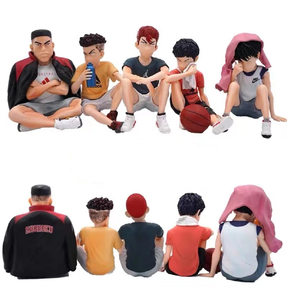 Slam Dunk Figures: Hanamichi Sakuragi, Ryota Miyagi, Hisashi Mitsui, and Kaede Rukawa. Model Toy Anime Figures, Approx. 7-8cm, Set of 5.