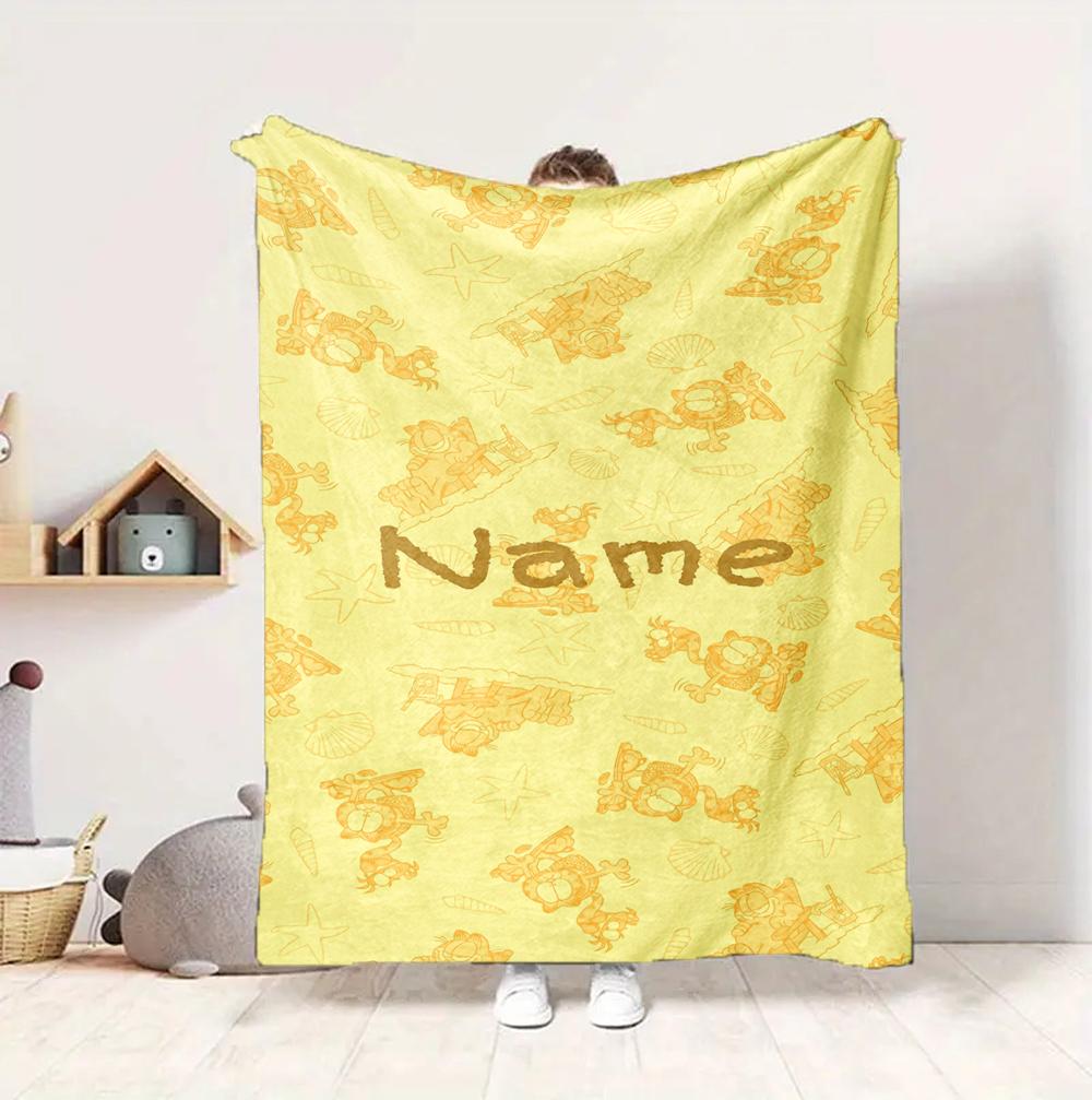 Custom Name Garfield Dreams Flannel Blanket Throw Blanket Soft Warm Sofa Bed Decor Unique Gift
