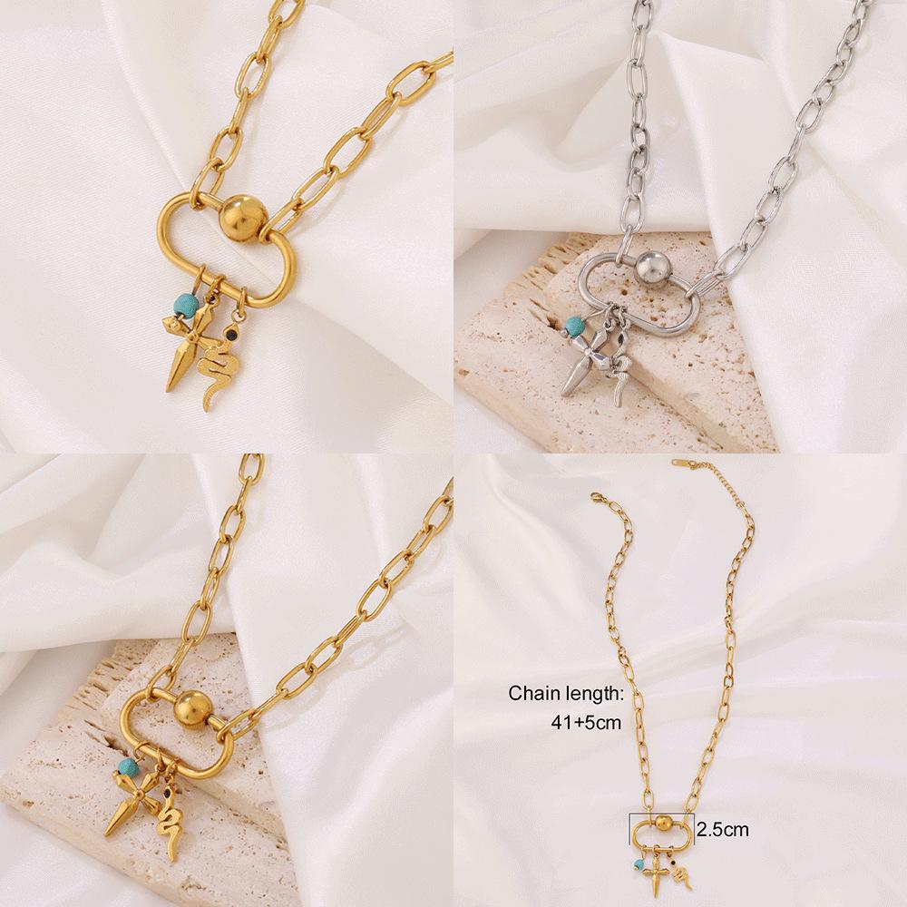 Paperclip Charm Necklace for Women, Gold Chunky Charm Necklaces Starfish Seashell Jewelry Charms Boho Gift Minimalism Metallic Style
