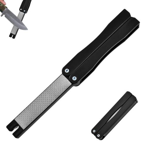 TVETE Folding Knife Sharpener, Double-Sided Polishing Sharpener (400-tooth, 600-tooth) for Scissors, Knives, and Other Knives. Portable, Easy To Use,