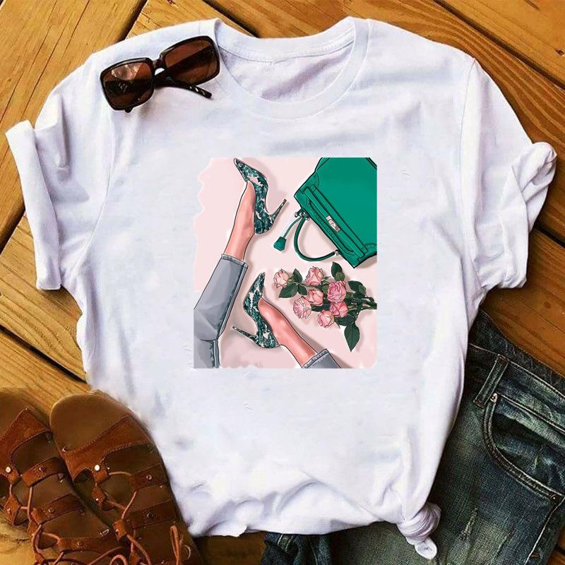Summer High Heels Simple Women's Casual Cute Plus Size Pure Cotton Short Sleeved T-Shirts Women’s