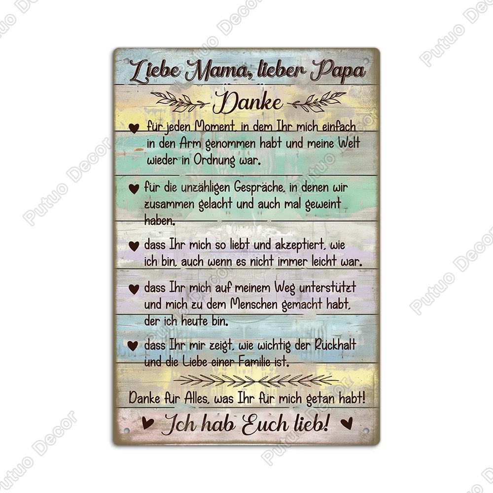 Putuo Decor German Vintage Metal Tin Sign xin Rustic Wall Art for Farmhouse Office Coffee Shop Unique Gift Idea for Friends