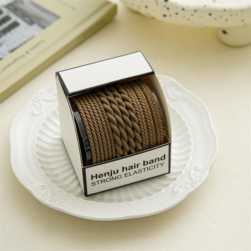

10pcs Summer High Elasticity Rubber Band Hair Accessory for Tying Hair - Simple Woven Hair Tie That Is Durable and Suitable for Ponytail Headbands Coffee color