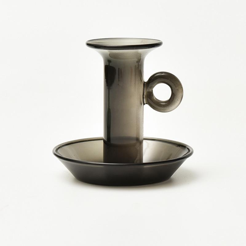 1PC Round Handle Transparent Candle Stand Handcrafted Multicolored Retro Home Decor Classic Candle Holder