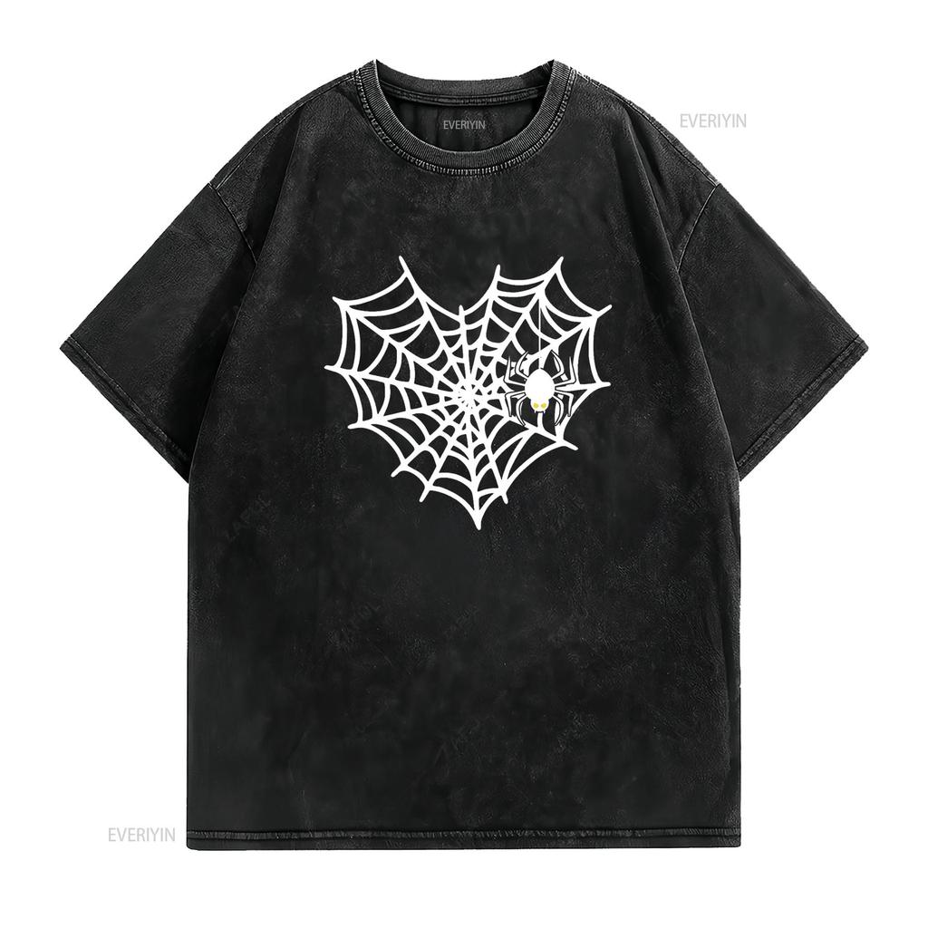 Halloween Spinnennetz Kostüm Süßes Herz T-Shirt vintage Gewaschen Atmungsaktiv Unisex Grafik Bequem homme
