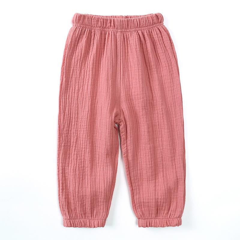 Spring and Summer Children Pants Solid Cotton Linen Elasticity Pant for Kid Boy Girl Casual Trousers Teenager Harem Pants