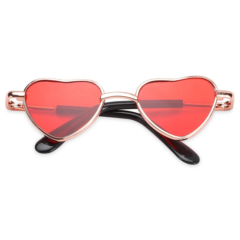 Vintage Doll Sunglasses For Doll Accessories Heart Metal Glasses Photo Prop Pet Glasses Toy 9.5cm Miniature Doll Sunglasses