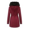 Warm Fluffy Winter Jacket Medium Long Hooded Collar Parker Coat Cotton Zipper Coat