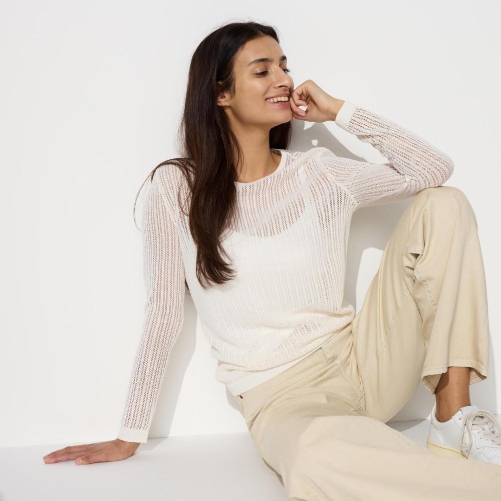 

Кружевной свитер с круглым вырезом Uniqlo 01 OFF WHITE/WOMEN XS