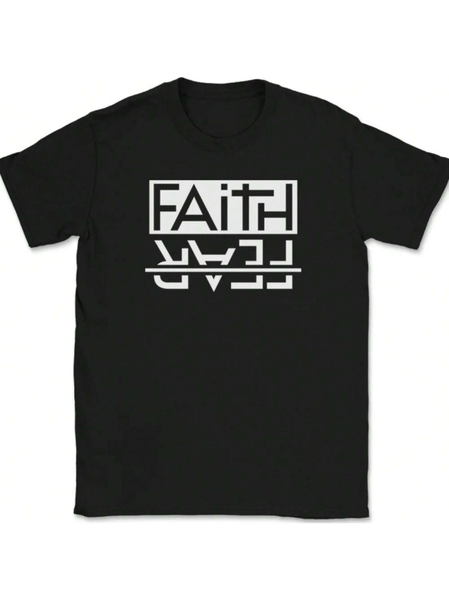 Faith Over Fear unisex T-Shirt Christian Pray Praise Worship Jesus Christ God Tee Tops Male Crewneck Cotton Short Sleeve S