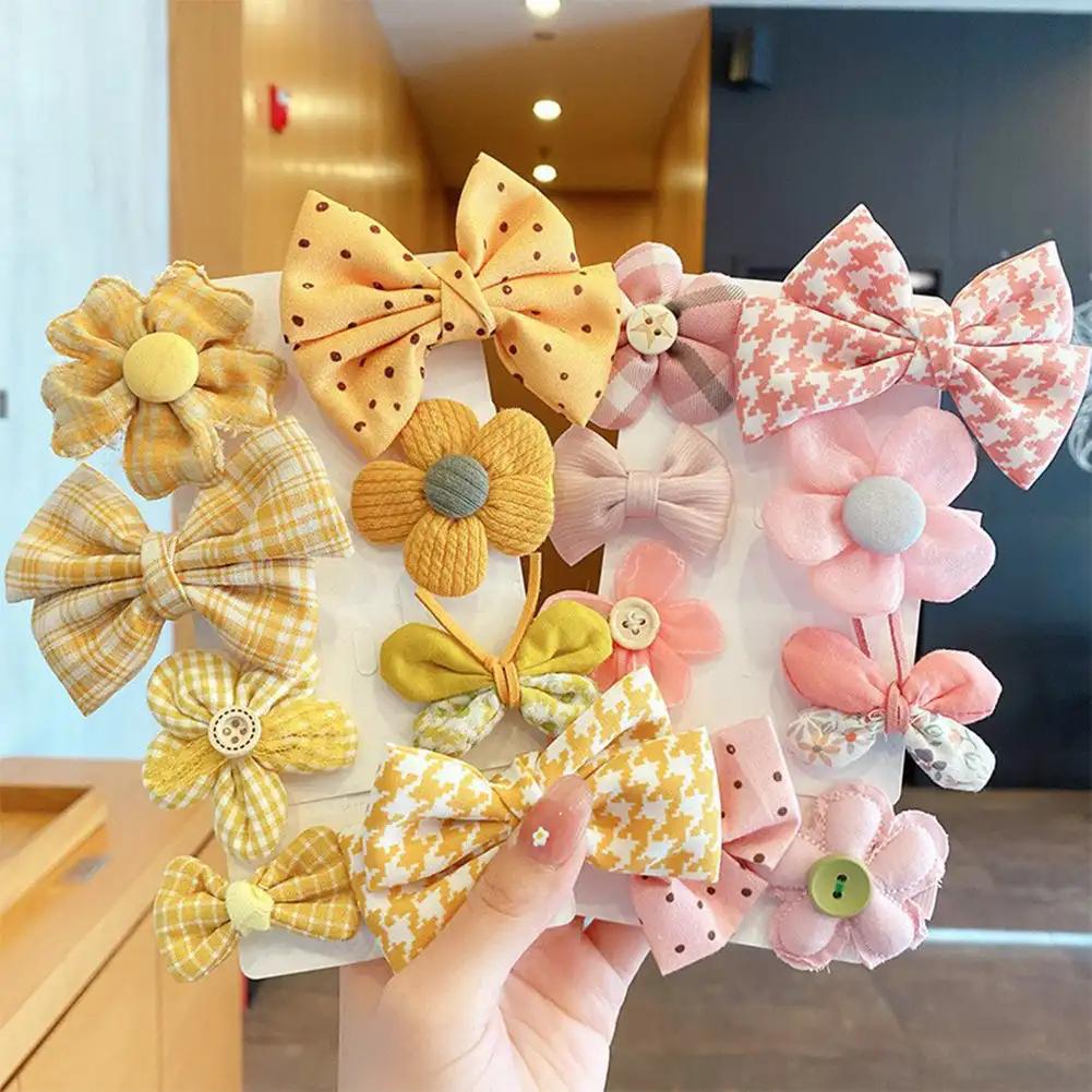 8Pcs/Set Sweet Big Bow Flower Elastic Hairbands Children Girls Hair Ties Fashion Headbands Hair Accessories Rubber Band For Kid