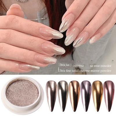 Explosions Titanium Magic Mirror Powder Nail Polish Glue Hook Edge Solid Mirror Powder Gold Silver Nail Jewelry