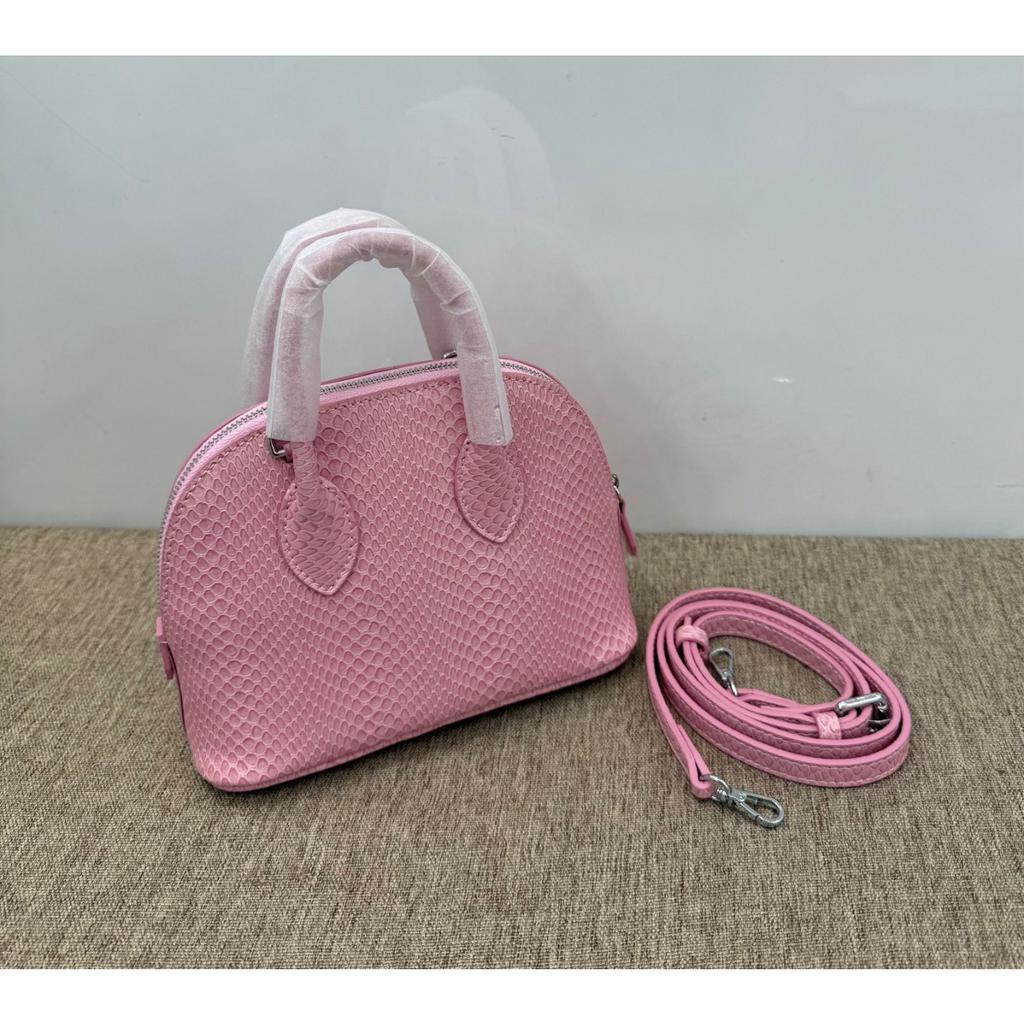 Hand Carry Mini Shell Bag 2026 New Versatile Snake Pattern Cowhide Bowling Bag Genuine Leather Shoulder Messenger Bag Small Bag