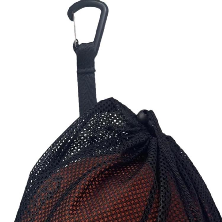 Single Football Bag Mesh Basketball Bag with Zippers Pocket, Drawstring Back Bag for Basketball Volleyball Storage Bag