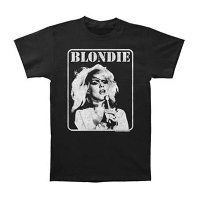 Maglietta da uomo Blondie Presente Poster Slim Fit X Nera